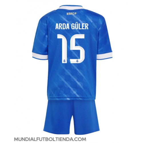Camiseta Real Madrid Arda Guler #15 Tercera Equipación Replica 2025-26 para niños mangas cortas (+ Pantalones cortos)